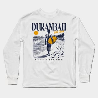 Vintage Surfing Duranbah, Gold Coast, Australia // Retro Surfer Sketch // Surfer's Paradise Long Sleeve T-Shirt